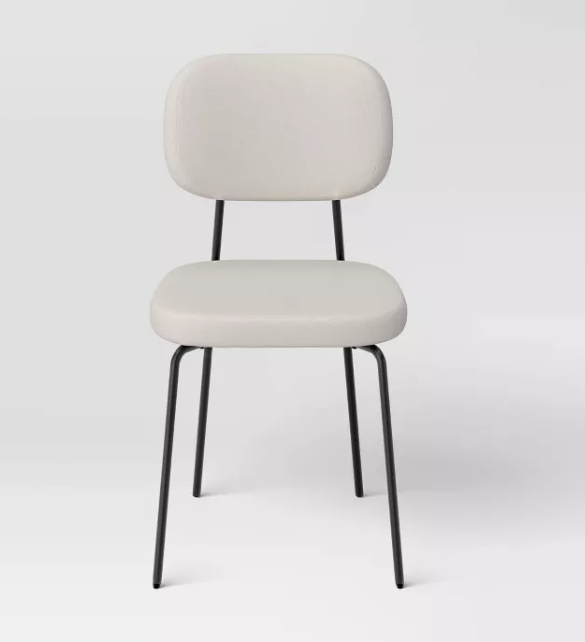 Set of 2 Upholstered with Metal Base Dining Chair Chairs Cream Boucle - Room Essentials™