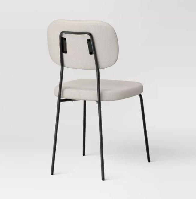 Set of 2 Upholstered with Metal Base Dining Chair Chairs Cream Boucle - Room Essentials™
