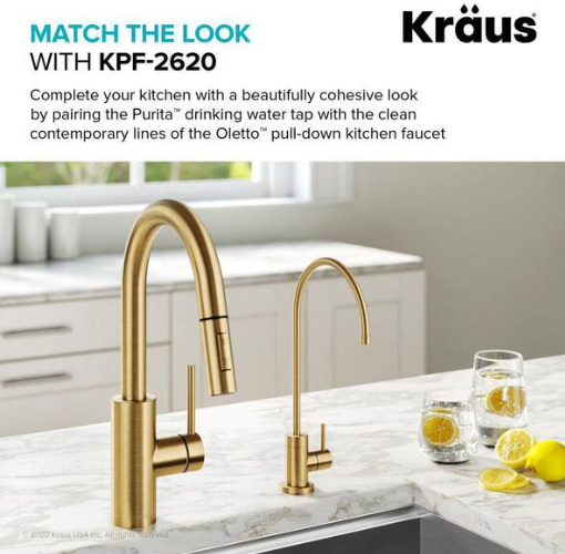 KRAUS Purita Single Handle 100% Lead-Free Beverage Faucet in Brushed Brass