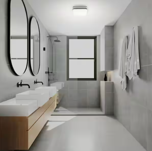 Commercial Electric 50 CFM Ceiling/Wall Mount Roomside Installation Bathroom Exhaust Fan with Adjustable CCT LED, Night Light, ENERGY STAR