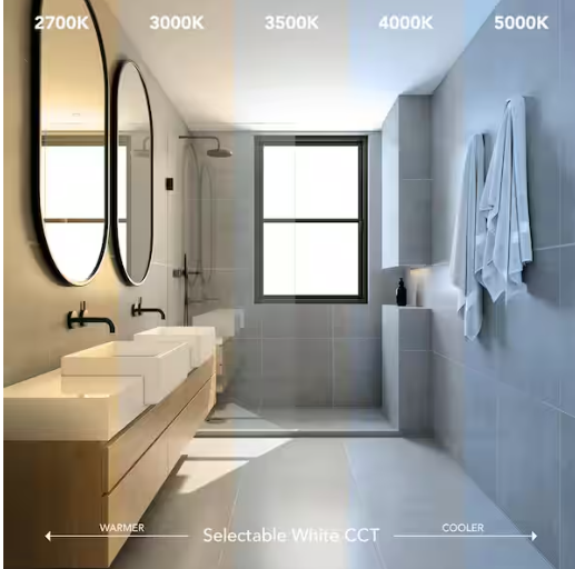 Commercial Electric 50 CFM Ceiling/Wall Mount Roomside Installation Bathroom Exhaust Fan with Adjustable CCT LED, Night Light, ENERGY STAR