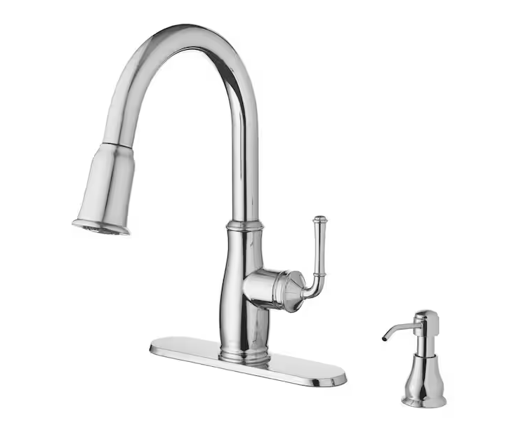 Glacier Bay Kagan Chrome 15 in. H Pull Down Sprayer Kitchen Faucet with 360° Swivel Spout