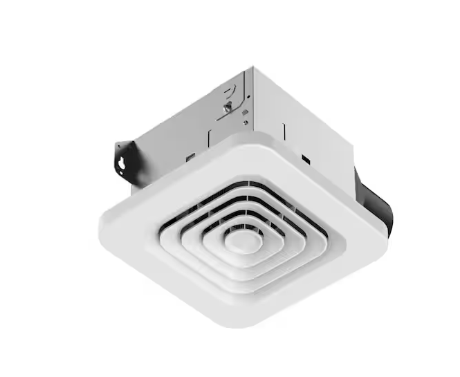 Commercial Electric 50 CFM Ceiling/Wall Mount No Cut Clip-Lock, Roomside Installation Square Bathroom Exhaust Fan, ENERGY STAR