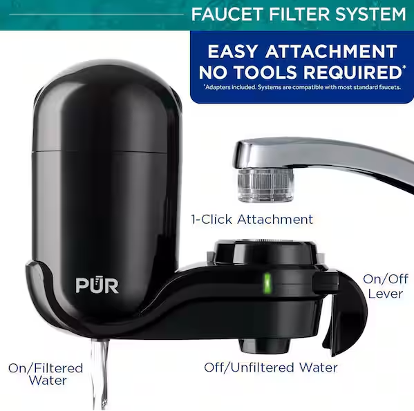 PUR PLUS Faucet Mount Filtration System, Black