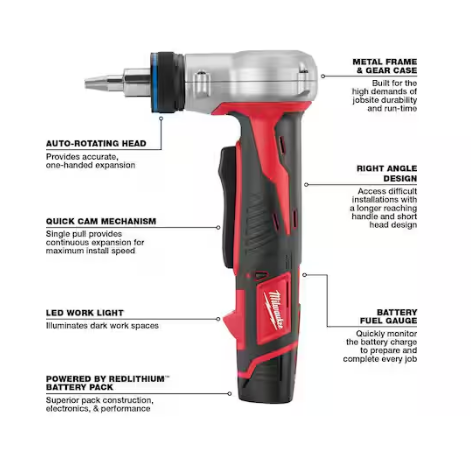 M12 12-Volt Lithium-Ion Cordless ProPEX Expansion Tool Kit with (2) 1.5Ah Batteries, (3) Expansion Heads and Hard Case