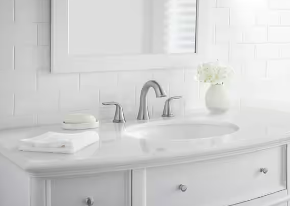 Glacier Bay Irena 8 in. Widespread 2-Handle Bathroom Faucet in Brushed Nickel