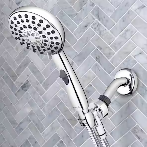 Easy Reach+ 6-Spray Wall Mount Handheld Shower Head with 8ft Hose and Flow Control 1.8 GPM in Chrome