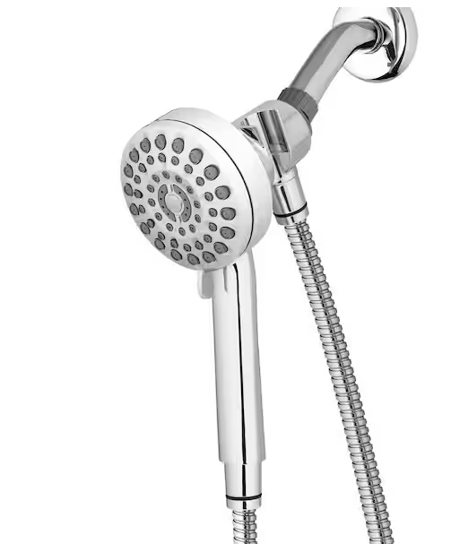 Waterpik DualDock Multi-Height 7-Spray Wall Mount Handheld Shower Head with PowerPulse Massage 1.8 GPM in Chrome