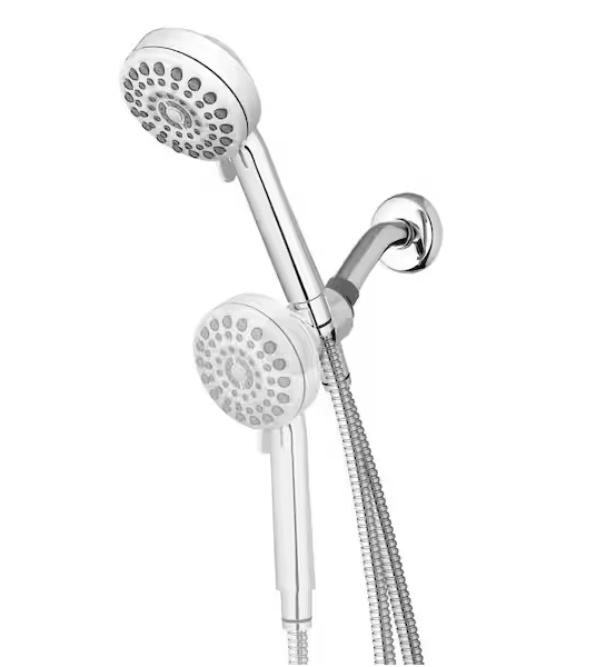 Waterpik DualDock Multi-Height 7-Spray Wall Mount Handheld Shower Head with PowerPulse Massage 1.8 GPM in Chrome