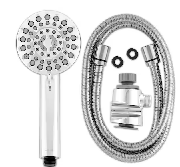 Waterpik DualDock Multi-Height 7-Spray Wall Mount Handheld Shower Head with PowerPulse Massage 1.8 GPM in Chrome