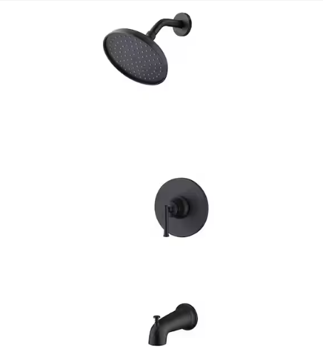 Glacier Bay Oswell Single Handle 1-Spray Tub and Shower Faucet 1.8 GPM in Matte Black (Valve Included)