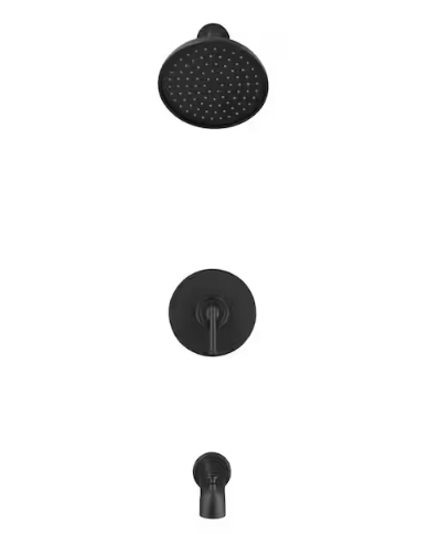Glacier Bay Oswell Single Handle 1-Spray Tub and Shower Faucet 1.8 GPM in Matte Black (Valve Included)