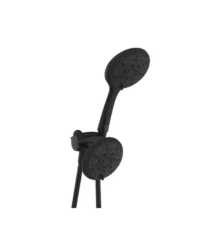 Glacier Bay 6 -Spray Patterns with 1.8 GPM 4.5 in. Wall Mount Dual Shower Heads in Matte Black