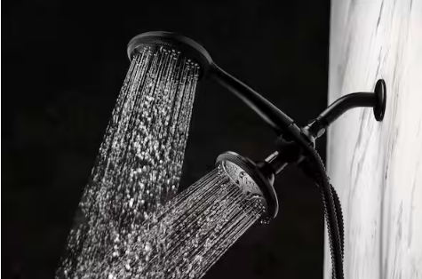 Glacier Bay 6 -Spray Patterns with 1.8 GPM 4.5 in. Wall Mount Dual Shower Heads in Matte Black