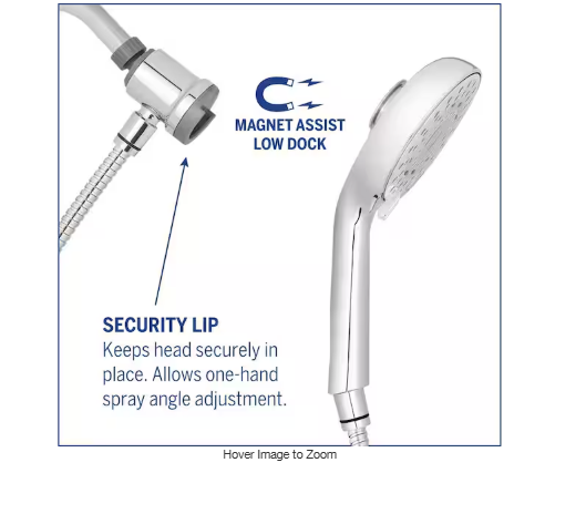 Waterpik 8-Spray Wall Mount Magnet Assist Multi Height Handheld Shower Head 1.8 GPM in Chrome