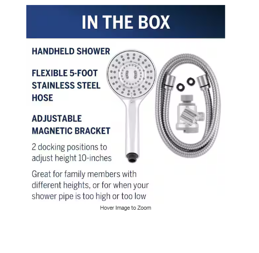 Waterpik 8-Spray Wall Mount Magnet Assist Multi Height Handheld Shower Head 1.8 GPM in Chrome