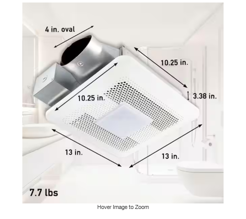 WhisperThin DC LED Pick-A-Flow 80 -100 CFM Ceiling/Wall Bathroom Exhaust Fan, 3-3/8 in. Low Profile Housing
