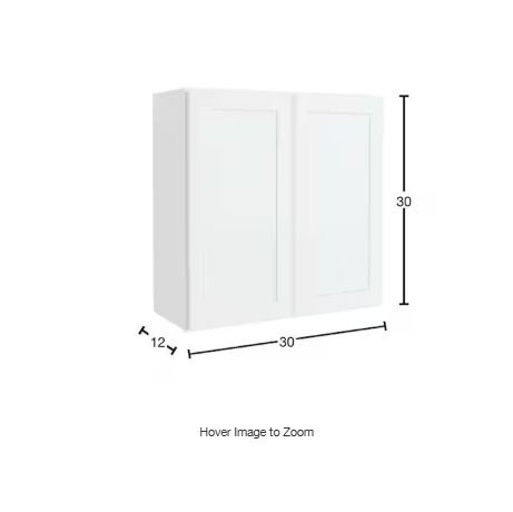 Courtland 30 in. W x 12 in. D x 30 in. H Assembled Shaker Wall Kitchen Cabinet in Polar White