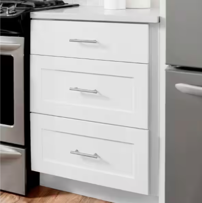Hampton Bay Avondale 36 in. W x 24 in. D x 34.5 in. H Ready to Assemble Plywood Shaker Drawer Base Kitchen Cabinet in Alpine White
