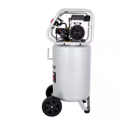 Husky 20 Gal.165 PSI Vertical Electric Oil-Free Quiet Auto/Workshop Air Compressor with Dual Gauges and 2-Quick Couplers