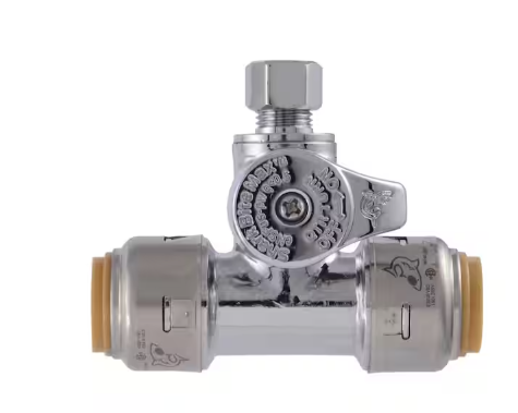 Max 1/2 in. Push-to-Connect x 1/2 in. Push-to-Connect x 1/4 in. Compression Chrome-Plated Brass Service Stop Tee