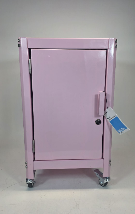 Dorm Metal Rolling Locker Storage Cabinet with Lock, Pink - Room Essentials