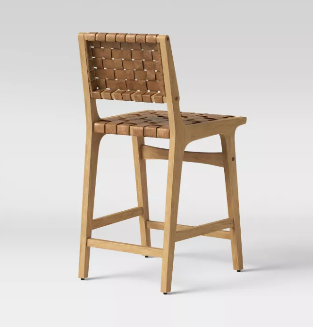 24" Ceylon Woven Counter Height Barstool with Footrest Brown/Natural Wood - Threshold™