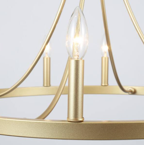 Loene 12-Light Spray Gold Farmhouse Candle Style Dimmable Kitchen Island Wagon Wheel Chandelier for Living Room