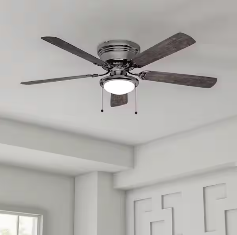 Hugger 52 in. LED Indoor Pewter Gunmetal Ceiling Fan with Light Kit