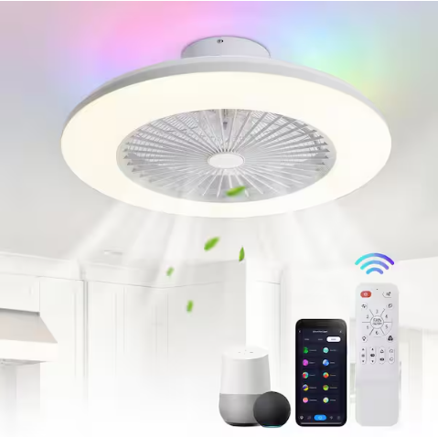 22 in. Smart Round RGB Color Selectable LED White Flush Mount with Remote Control