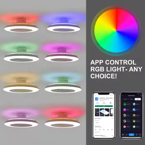 22 in. Smart Round RGB Color Selectable LED White Flush Mount with Remote Control