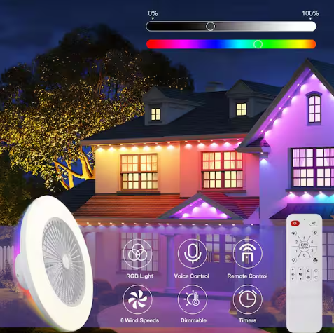 22 in. Smart Round RGB Color Selectable LED White Flush Mount with Remote Control