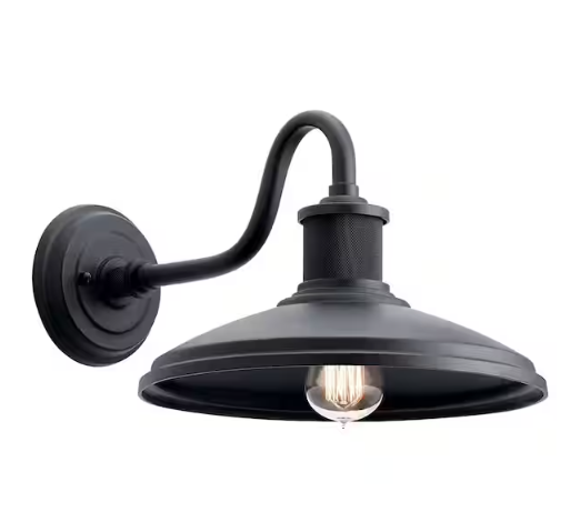 Allenbury 1-Light Textured Black Outdoor Hardwired Wall Lantern Sconce with No Bulbs Included (1-Pack)