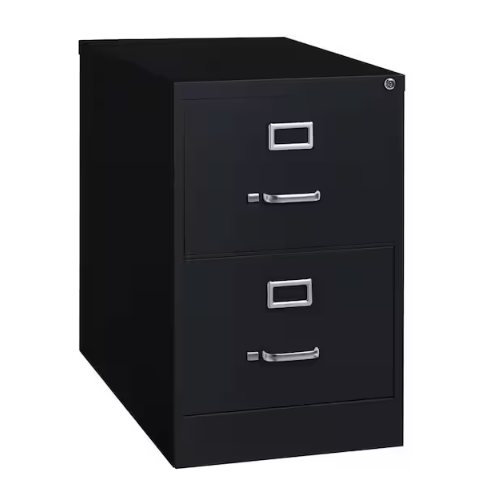 26.5 in. D 2-Drawer Black Metal Legal Width 18 in. W Vertical File Cabinet Commercial Grade