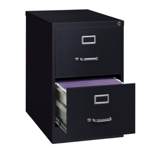 26.5 in. D 2-Drawer Black Metal Legal Width 18 in. W Vertical File Cabinet Commercial Grade