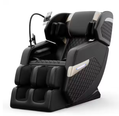Vystan Black PU Leather Power Motorized Zero Gravity Reclining Massage Chair, Heating, Bluetooth, Lights
