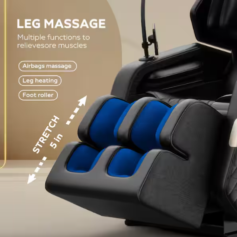 Vystan Black PU Leather Power Motorized Zero Gravity Reclining Massage Chair, Heating, Bluetooth, Lights