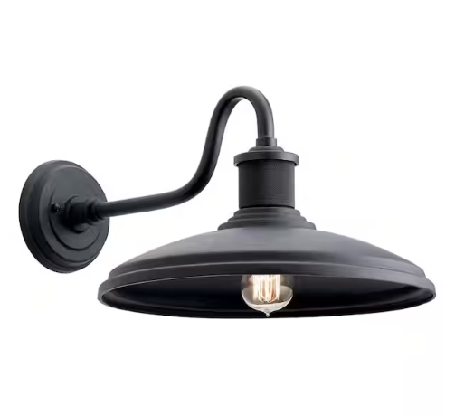 Allenbury 9 in. 1-Light Textured Black Outdoor Hardwired Barn Sconce with No Bulbs Included (1-Pack)