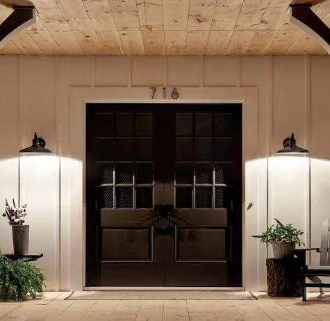 Allenbury 9 in. 1-Light Textured Black Outdoor Hardwired Barn Sconce with No Bulbs Included (1-Pack)