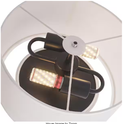 Modern 2-Light Black Swing Arm Wall Lamp with white drum Fabric Shade