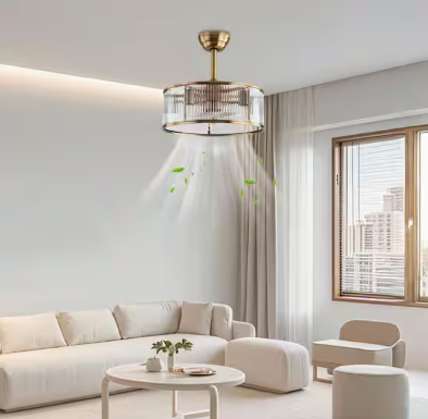 18 in. Indoor Gold Modern 5-Light 6 Speeds Caged Ceiling Fan with Reversible Motor and Remote, No Bulbs