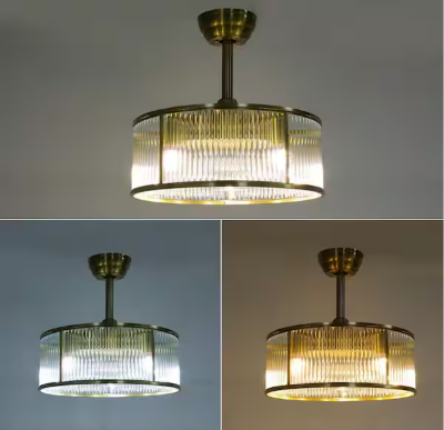 18 in. Indoor Gold Modern 5-Light 6 Speeds Caged Ceiling Fan with Reversible Motor and Remote, No Bulbs