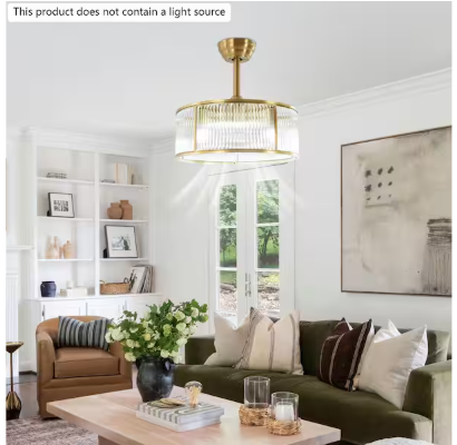 18 in. Indoor Gold Modern 5-Light 6 Speeds Caged Ceiling Fan with Reversible Motor and Remote, No Bulbs