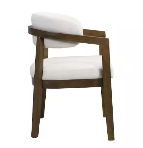 Candice Walnut Plus Beige Modern Solid Wood Upholstered Dining Chairs with Curved Backrest and Armrests (Set of 2)