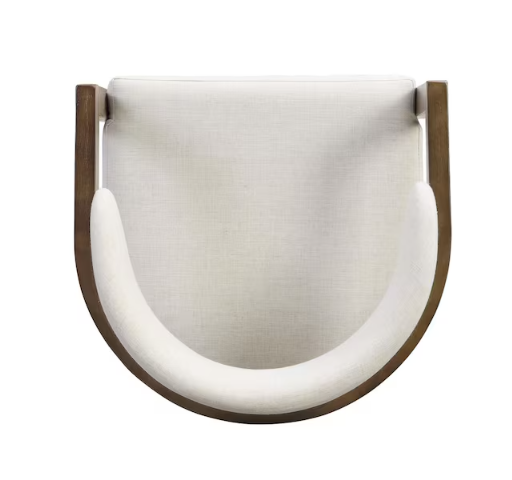 Candice Walnut Plus Beige Modern Solid Wood Upholstered Dining Chairs with Curved Backrest and Armrests (Set of 2)