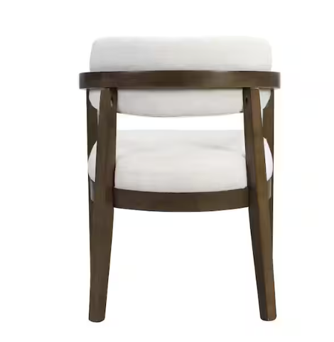Candice Walnut Plus Beige Modern Solid Wood Upholstered Dining Chairs with Curved Backrest and Armrests (Set of 2)