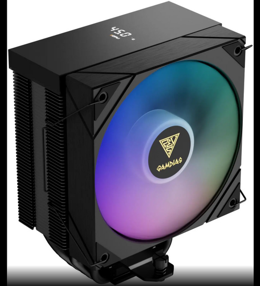 Gamdias Boreas M2-51D ARGB CPU Air Cooler with Digital Display, 5 Copper Heat Pipes, 120mm Hydraulic Bearing PWM ARGB Fan, Support LGA 1700/1151/1150/1155/1156/1200/2011/2066/AM5/AM4