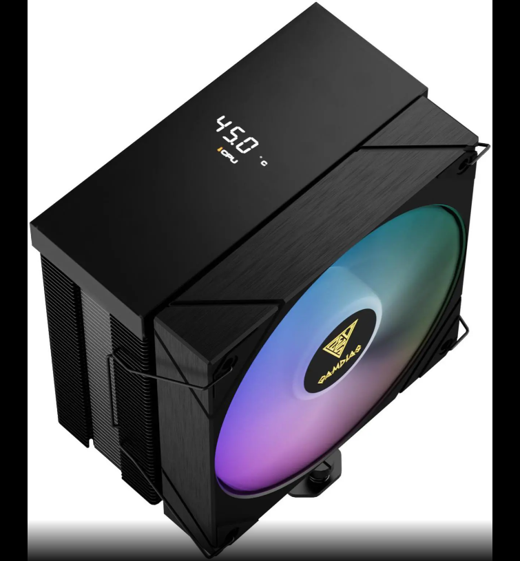 Gamdias Boreas M2-51D ARGB CPU Air Cooler with Digital Display, 5 Copper Heat Pipes, 120mm Hydraulic Bearing PWM ARGB Fan, Support LGA 1700/1151/1150/1155/1156/1200/2011/2066/AM5/AM4