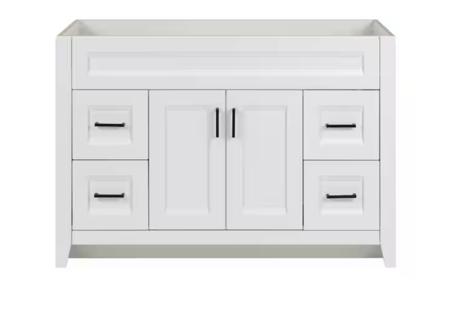 Ridge 48 in. W x 22 in. D x 34 in. H Bath Vanity Cabinet without Top in White