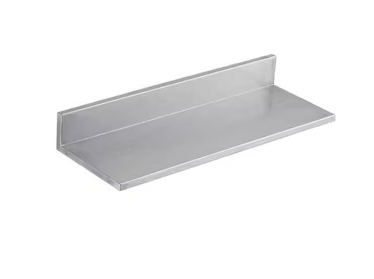 8.6 in. x 24 in. Stainless Steel Shelf, Wall Mounted Floating Shelving with Backsplash, 44 lbs. Load Capacity.Silver. 2 PIECES